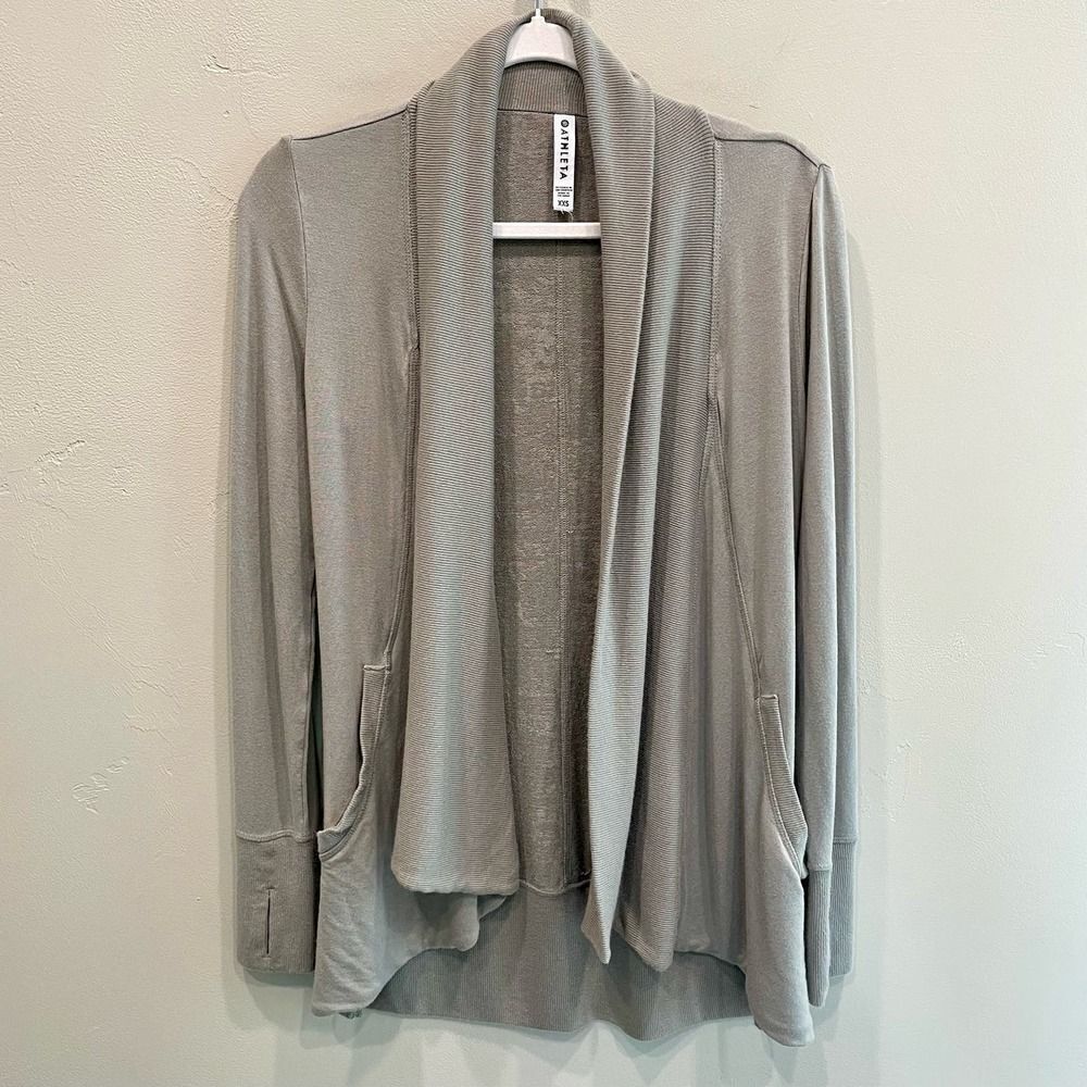 Athleta Sage Green Gray Open Front Cardigan - Size: XXS